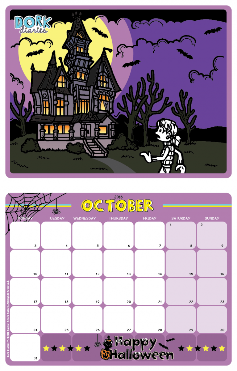 October Calendar Spooky Halloween Dork Diaries UK