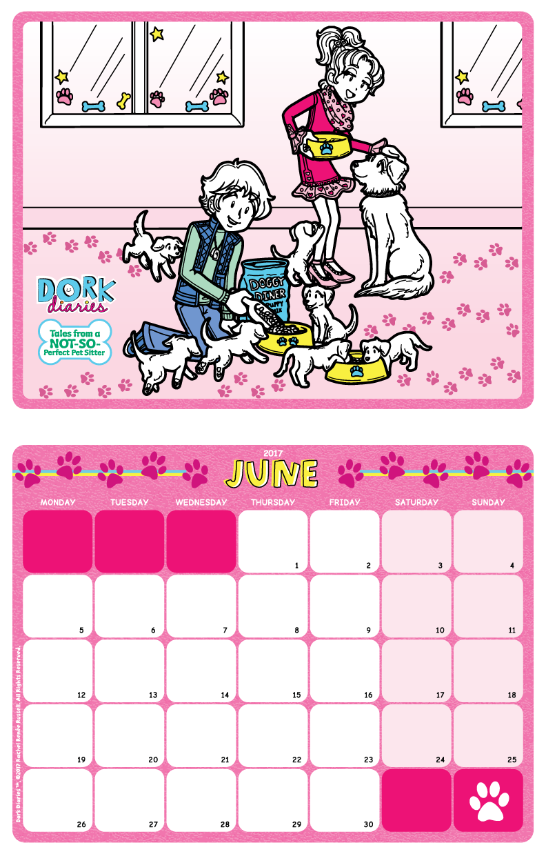 dork diaries - calendar-june2017-preview