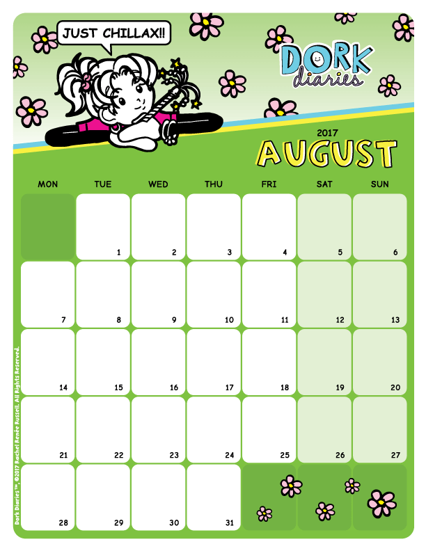 dork diaries-calendar-august2017