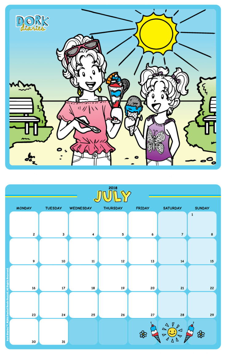 July Calendar – Summer Treats | Dork Diaries UK