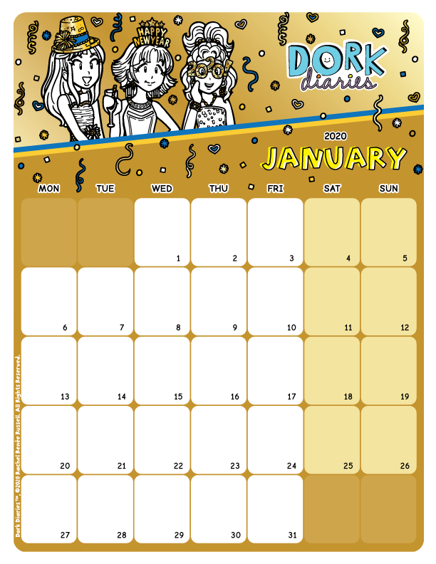 January Calendar Happy New Year! Dork Diaries UK