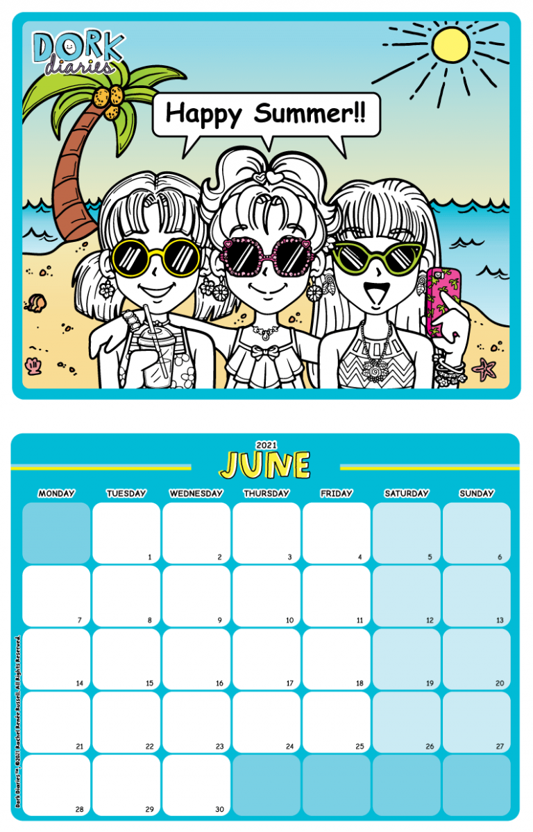 June Calendars – Summer Selfies | Dork Diaries UK