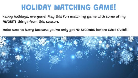 Holiday Matching Game