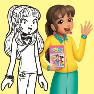 Dork Diaries' Chloe Christina Garcia - Original line art  to Full Color Art