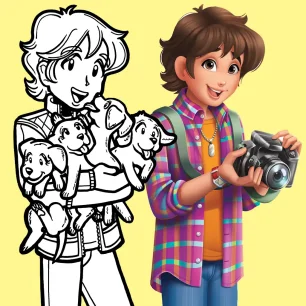 Dork Diaries' Brandon Roberts - Original line art to Full Color Art