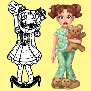 Dork Diaries' Brianna Maxwell - Original line art to Full Color Art